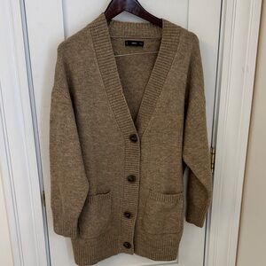 Mango Brown V-Neck Button Front Cardigan